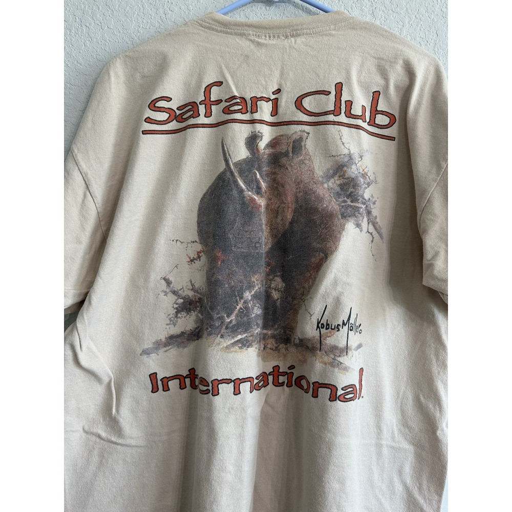 Vtg Safari Club International Shirt XL T-shirt Rhino Dream Tan